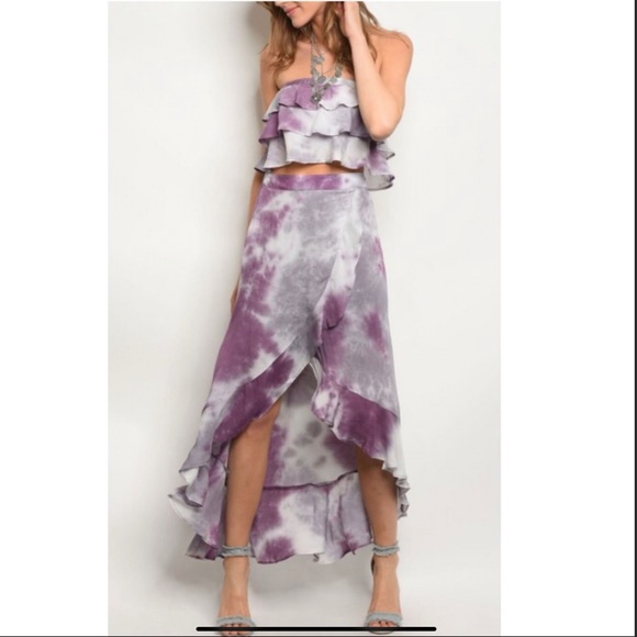 ❗️LAST CHANCE❗️Ruffled Boho Top & High Low Maxi Skirt Set NWT  l - Picture 6 of 10